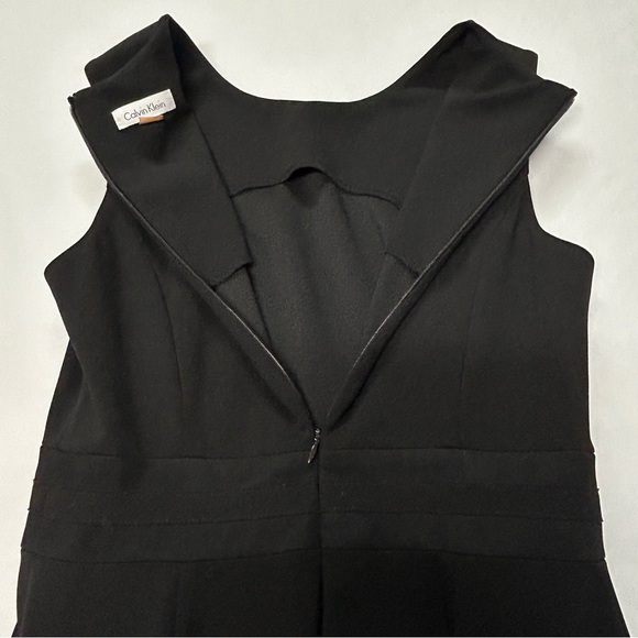 Calvin Klein Midi Dress Womens Size 10 Round Neck Sleeveless Sheer Ruffle Black - Picture 7 of 12